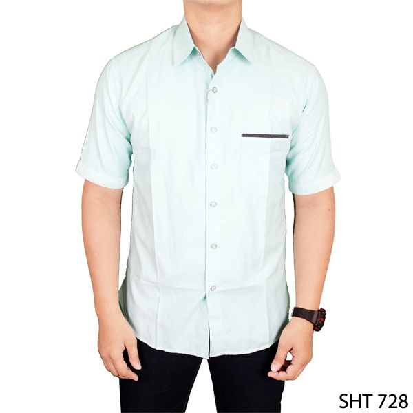 Mens Slimfit Short Formal Shirts Katun Hitam – SHT 712