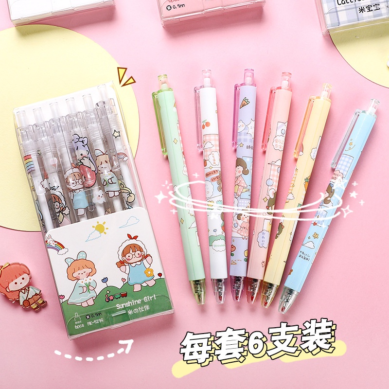 BT1 1 PCS/1 Bolpen (bukan 1 pak) bolpen tinta warna hitam 0.5 mm lucu motif beruang pink pulpen bolpoint pena tulis gadis imut korea pink kuning hijau biru purple red dino girl cewek anak shark bear doggy hiu biru lucu