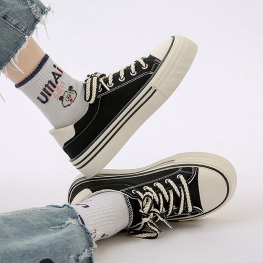 Sepatu Sneakers Wanita Tali Fashion Korea Shoes Casual Trendy Sepatu Cewek Kanvas Free Box Satu7an SPT-46