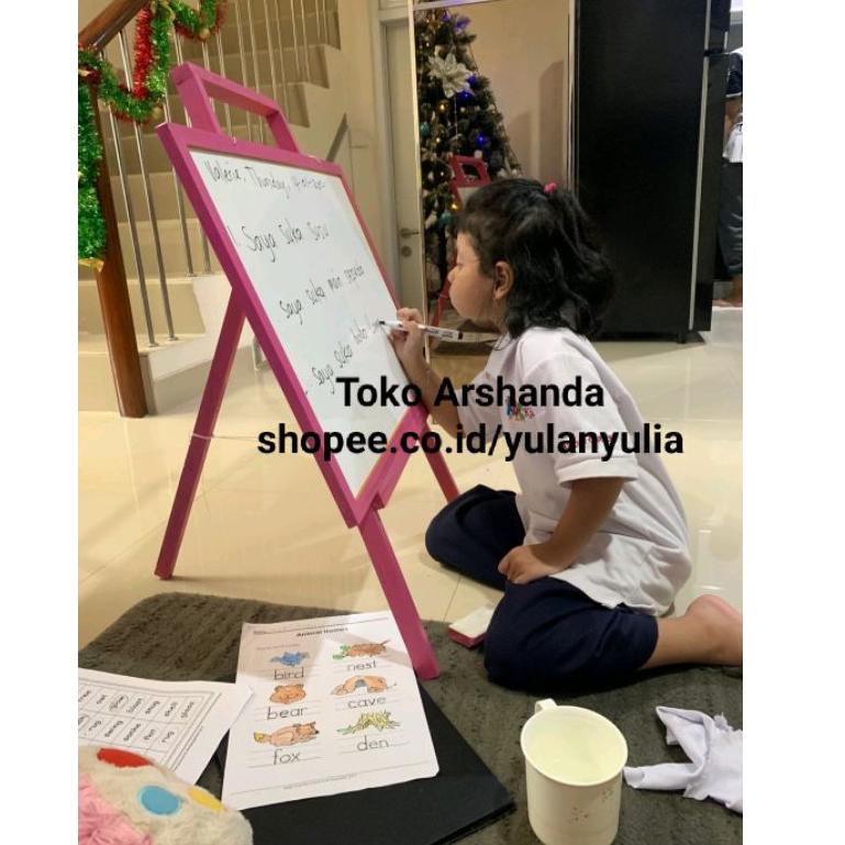 

(K-Q7Q-✓) Papan Tulis 60x80 / white board ukuran besar+ standing gratis spidol+ penghapus berkualitas