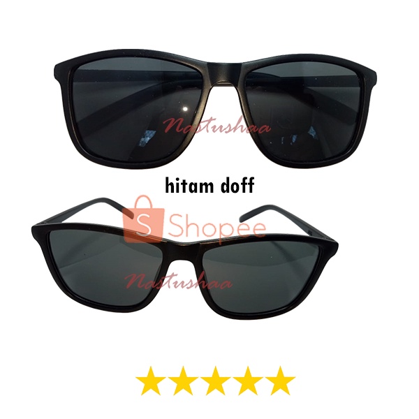 Kacamata Hitam Fashion Gaya Cassual Pria Wanita Kacamata Anti UV Bingkai Kotak Hitam Doff Unisex Sunglasses FREE CASE