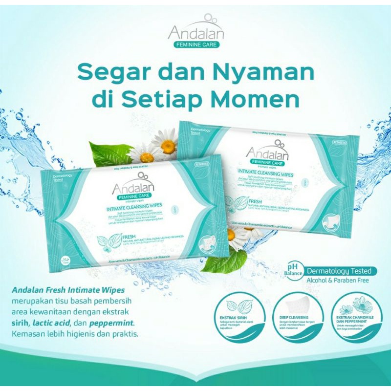 Andalan Feminine Care Intimate Wipes Isi 10 Sheet - Tisu Pembersih Kewanitaan