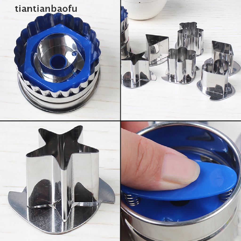 7 Pcs / Set Cetakan Pemotong Kue / Biskuit Model Tekan Bahan Stainless Steel