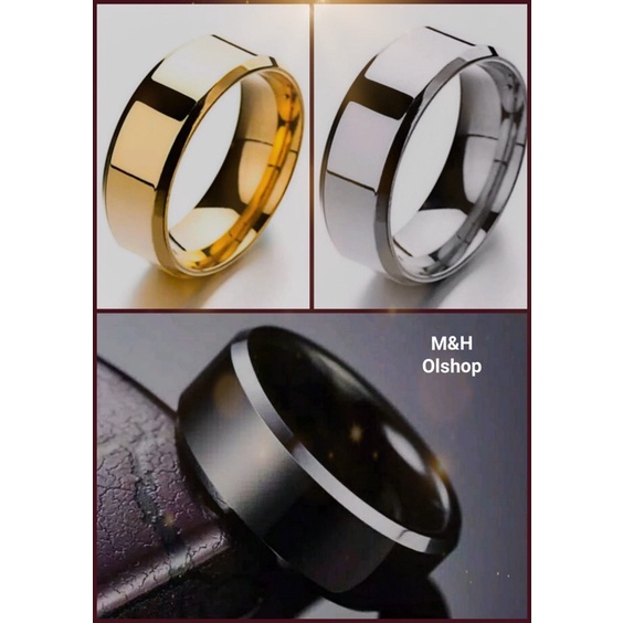 Cincin Titanium Hitam Polos