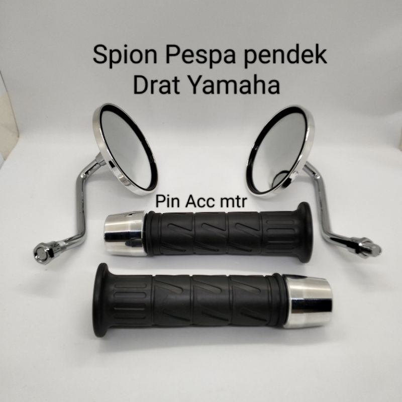 Paket spion Pespa Kaca Kecil Tangkai Pendek Pluse Handgrip Pluse Jalu stang crome Motor Pespa Fazio Scoopy Genio Fino Mio Beat