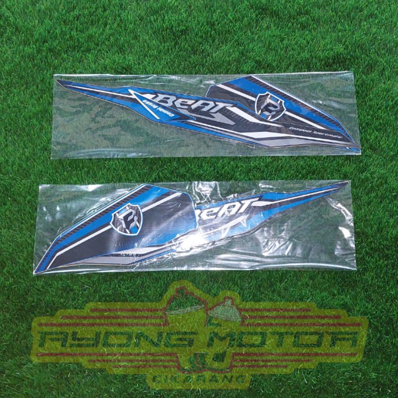 Striping Beat ECO ISS 2019 Hitam Doff Biru Ori