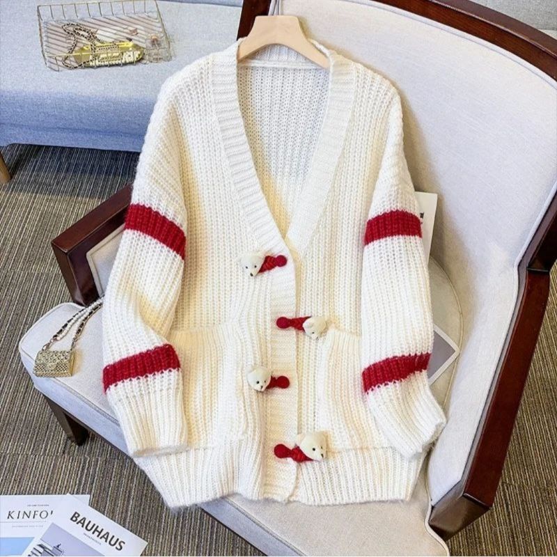 Cute Bear Cardigan / Cardigan Impor Rajut ala Korea Oversize