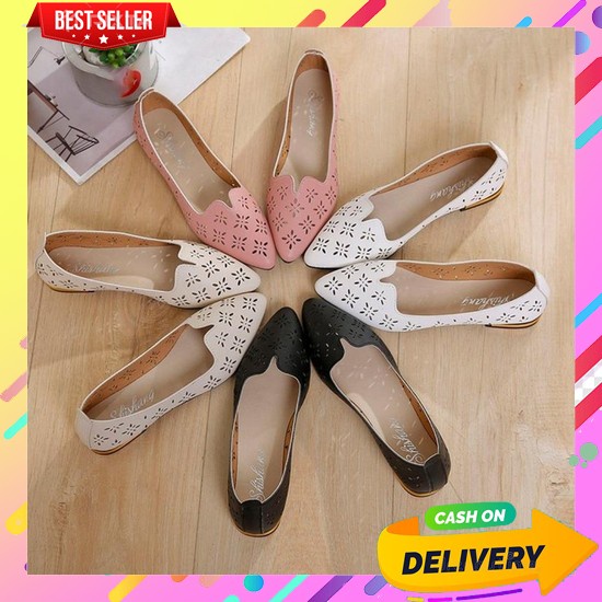 Sepatu Flat Wanita Kekinian Rajut Model Baru Original Kualitas Bagus Import Spatu Balet Cewek Formal