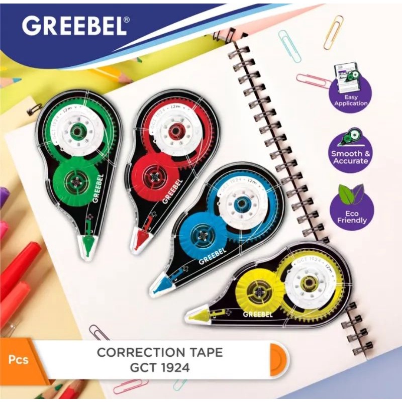 

correction tape GREEBEL 1924 murah / tip-x kertas GREEBEL 12M murah original