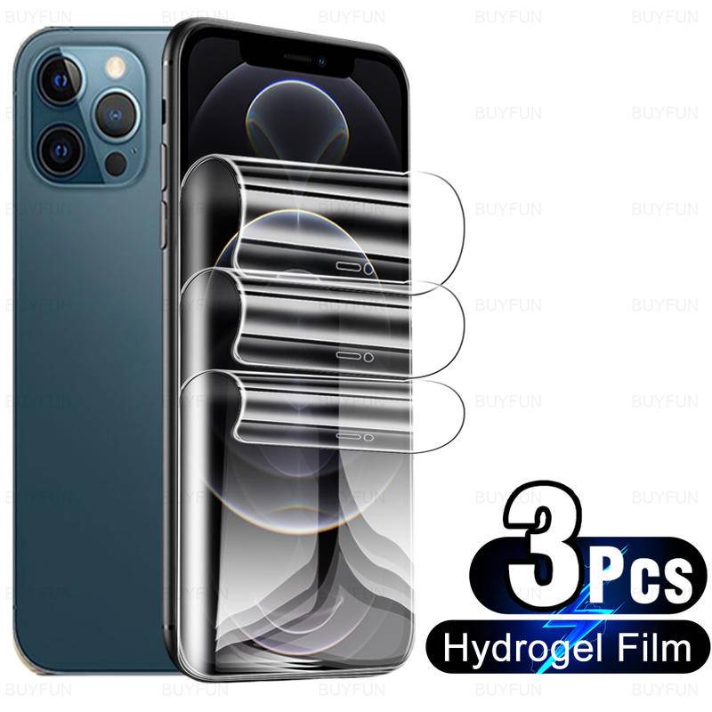 3pcs Film Pelindung Layar Hydrogel HD Untuk iPhone 14 13 12 11 Pro Max Mini Plus