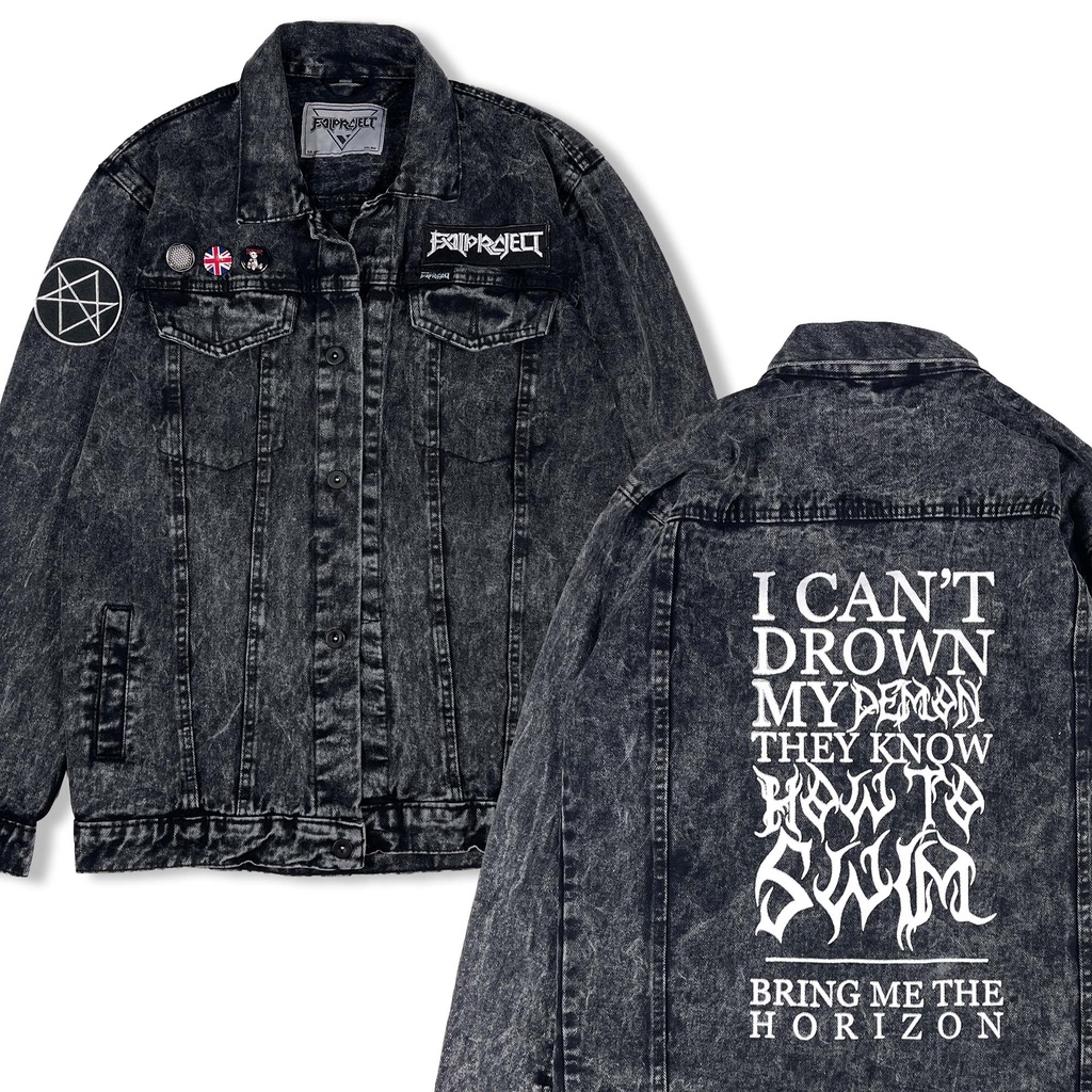 Jaket Jeans Pria Kekinian Jacket Jins Pria Sablon Distro  - Jaket Jeans Pria Bordir Besar - Jaket Je