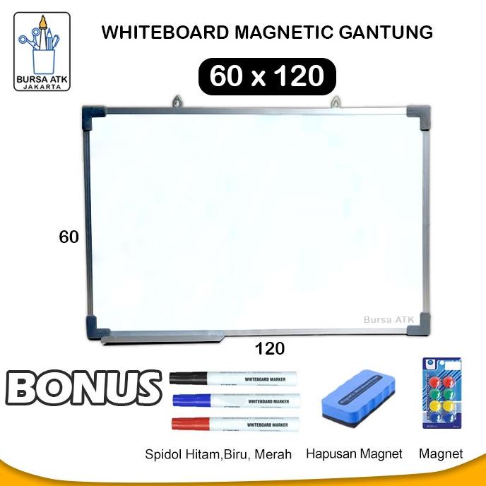 

Papan Tulis Magnetic Whiteboard Gantung 60x120 Spidol H,M,B MGT, Hpsn