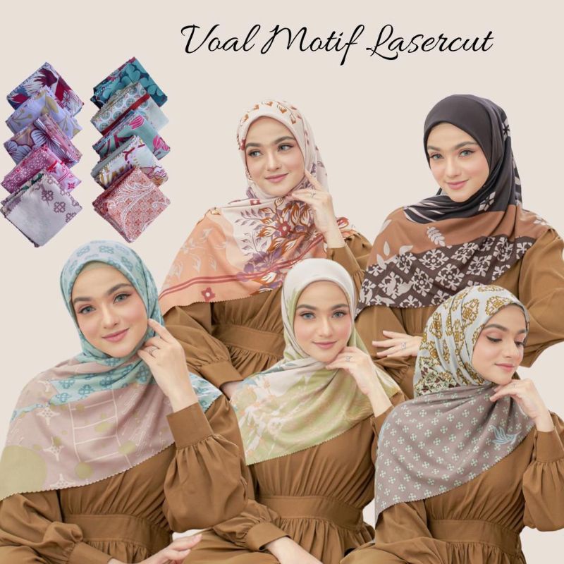 Hijab Segiempat Voal Motif Oskara Lasercut Termurah Terlaris bisa Cod