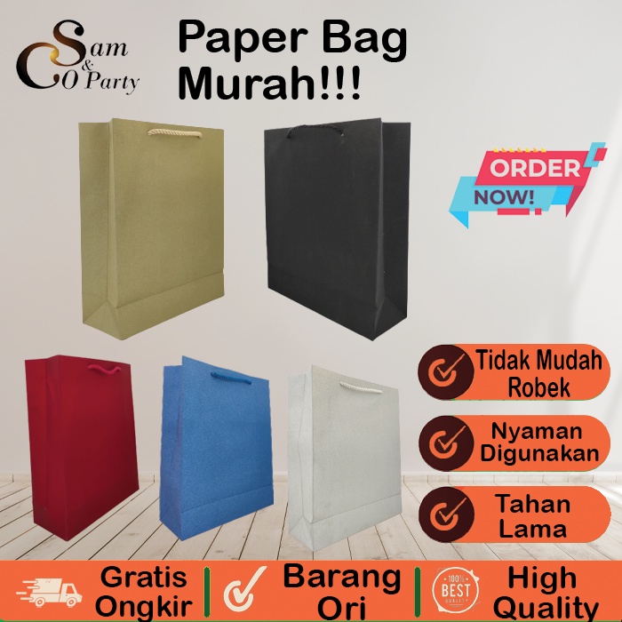 

1 PCS PAPER BAG GLITTER WARNA UKURAN L / PAPERBAG / TAS BELANJA
