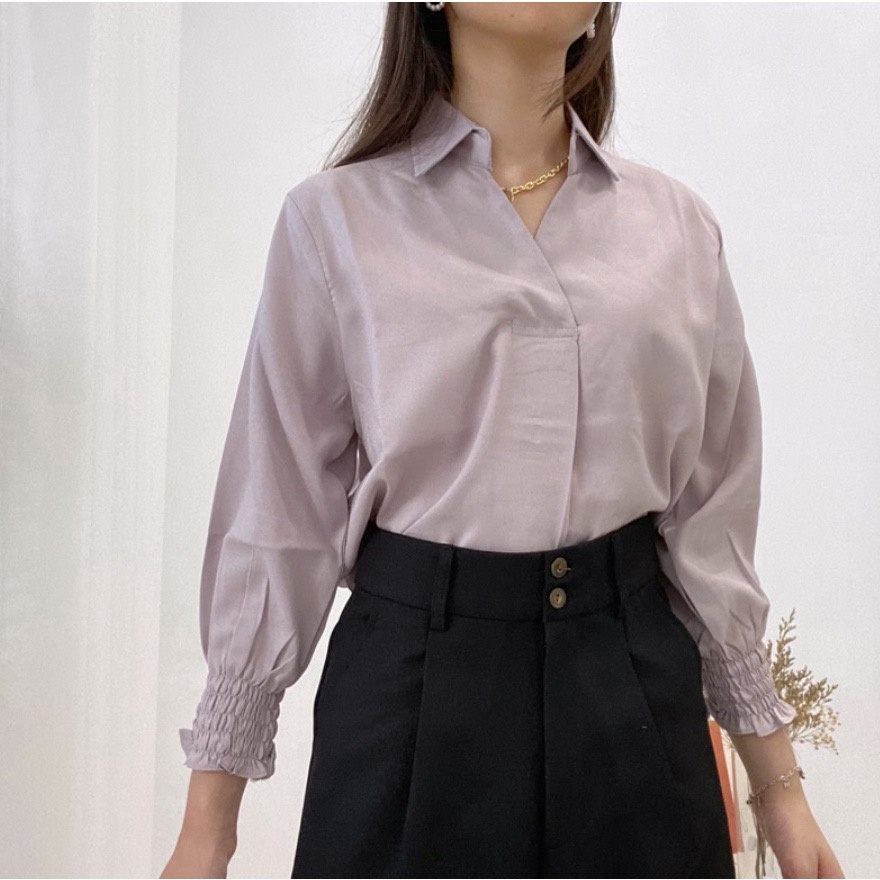 GFS TAKARA SHAKILA VNECK BLOUSE COLLAR ATASAN WANITA KANTOR