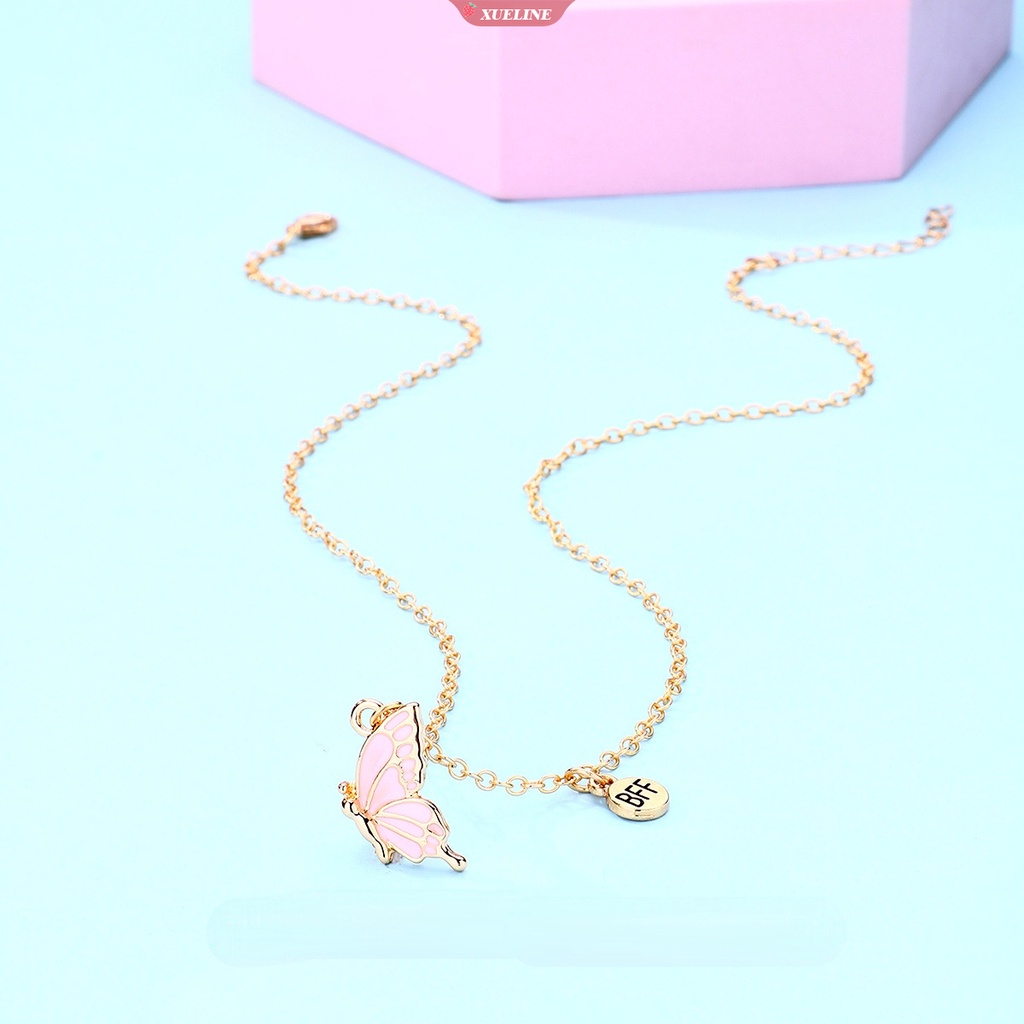 Fashion BFF best friend Kupu-Kupu Kalung Perempuan Warna Atraksi Magnetik Pasangan Liontin set Pacar Persahabatan Perhiasan 2 Pcs [ZXL]