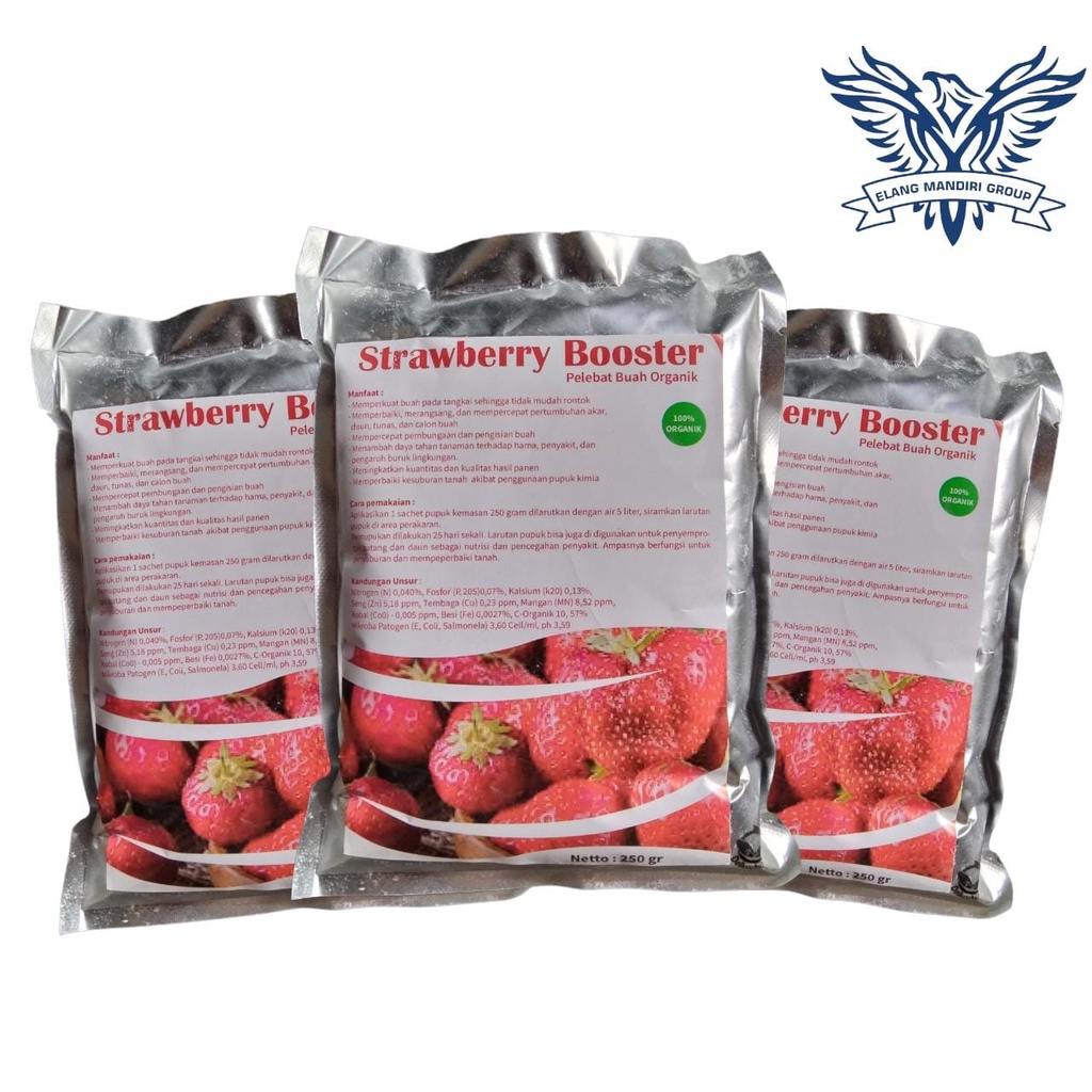 Repack Booster Strawberry 250gr Pupuk Organik Perangsang buah strobery agar cepat berbuah lebat