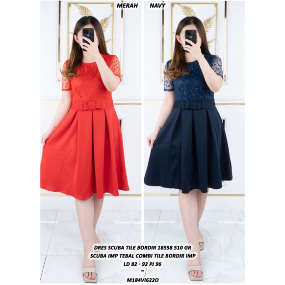 Dress Scuba Tebal Pita 1855 /ld 90