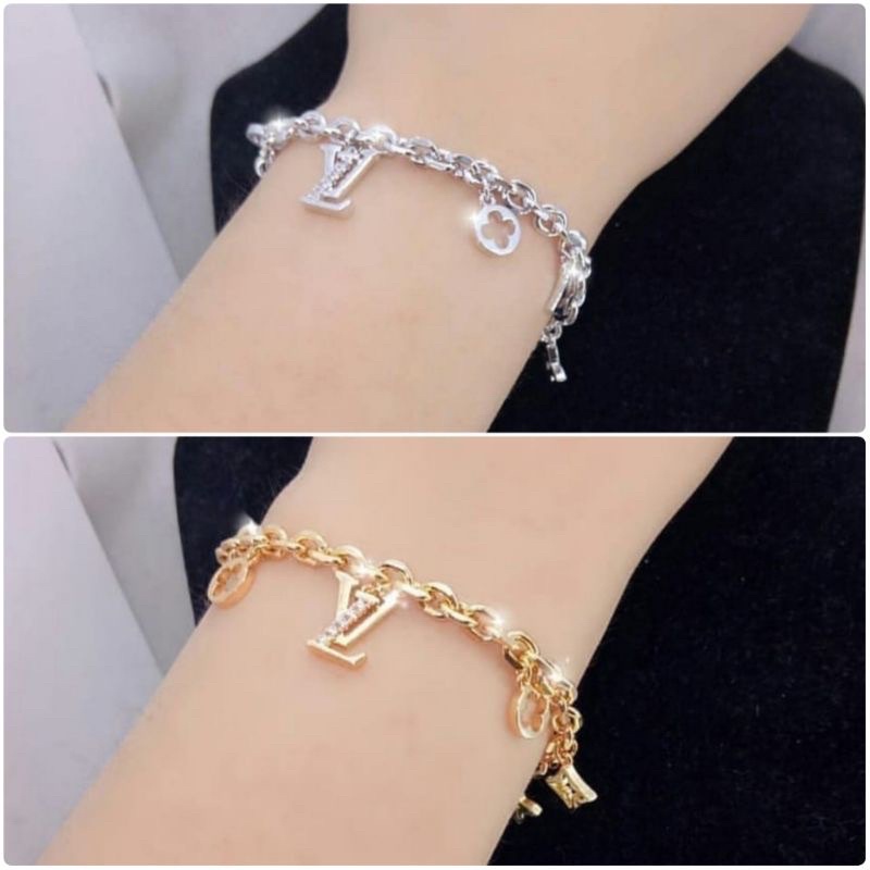 GELANG TANGAN RANTAI LV TITANIUM BRANDED CLOVER