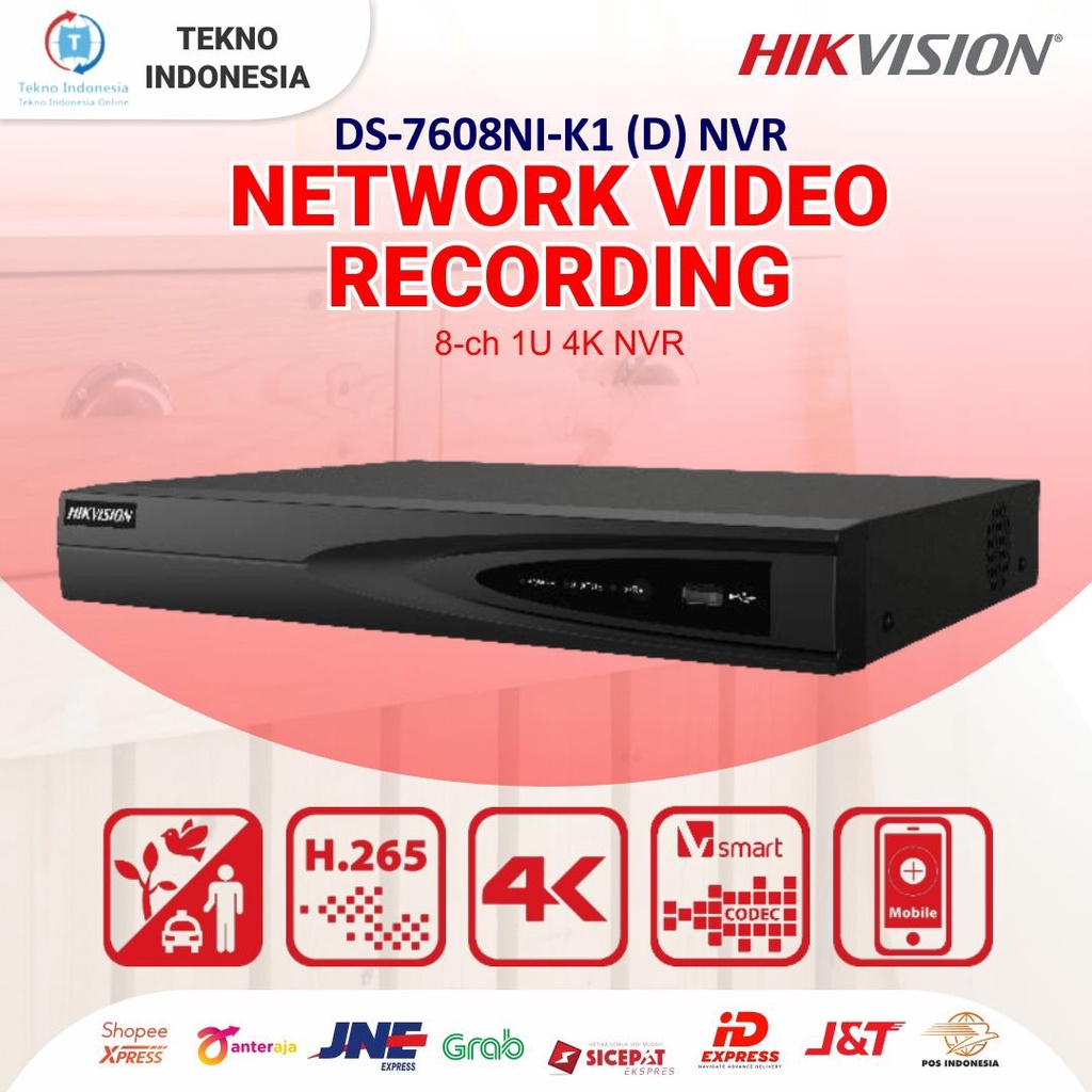 Hikvision DS-7608NI-K1 8ch 1U 4K NVR 8 channel