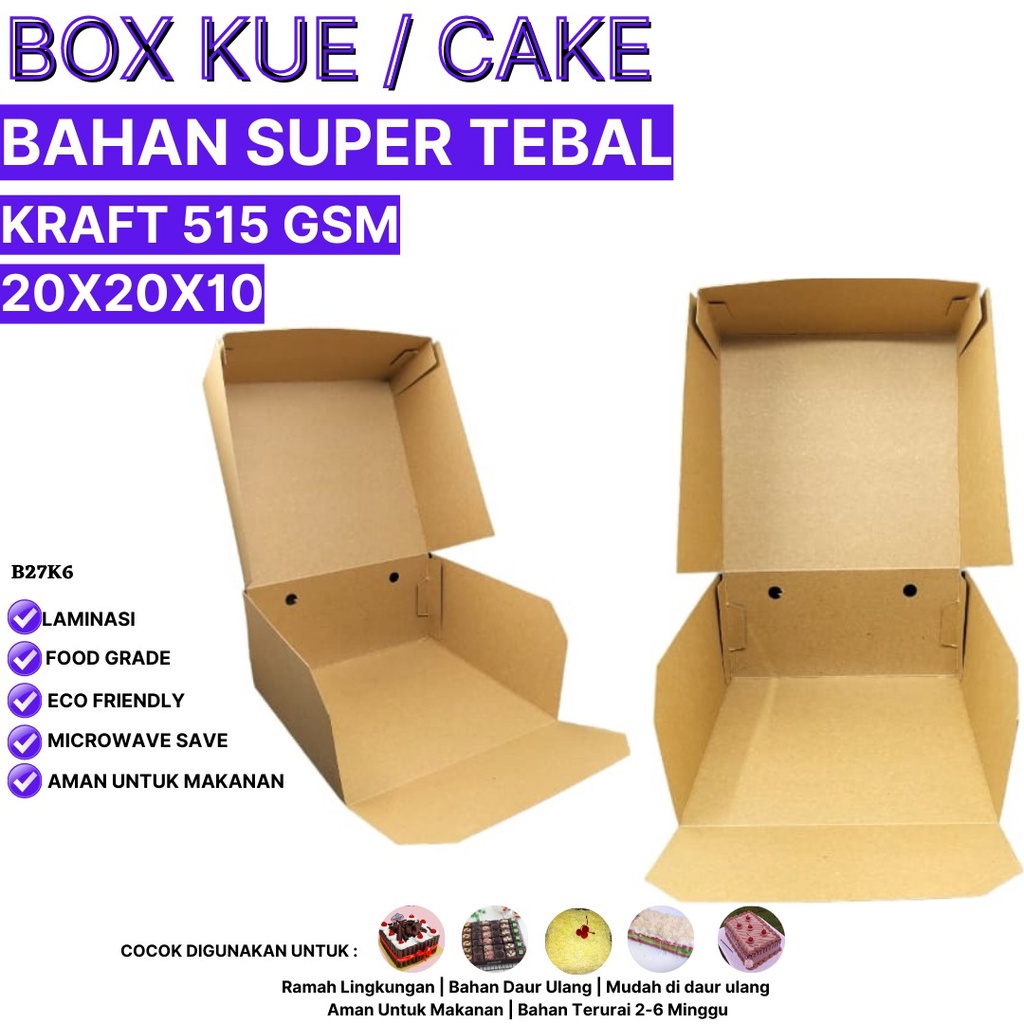 Dus Cake 20x20x10 Super Tebal 515 Gsm (B27K6-Laminasi)