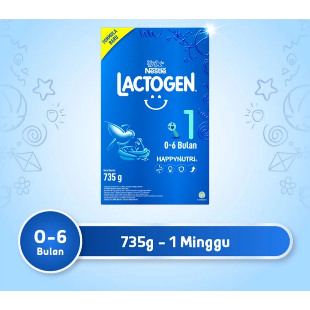 Nestlé LACTOGEN 1 Susu Formula 0-6 bln Box 735g ed Desember 2023