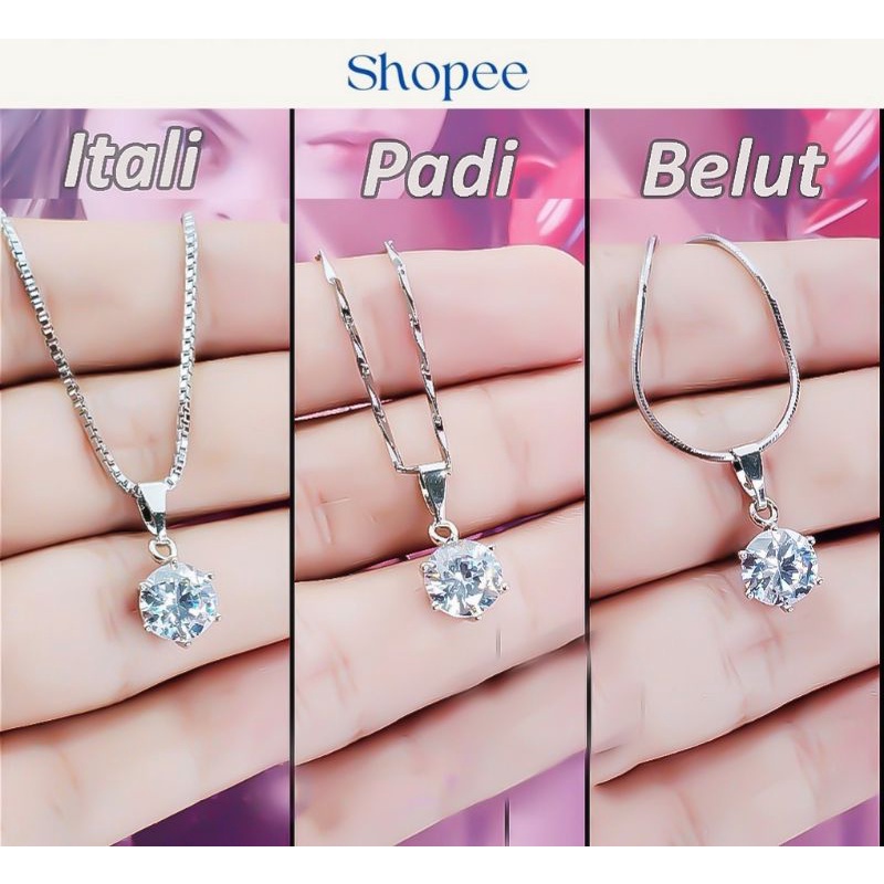 Kalung Titanium  Stanless Stell Mata Satu Silver Berbagai Motif Kalung Mewah Elegant