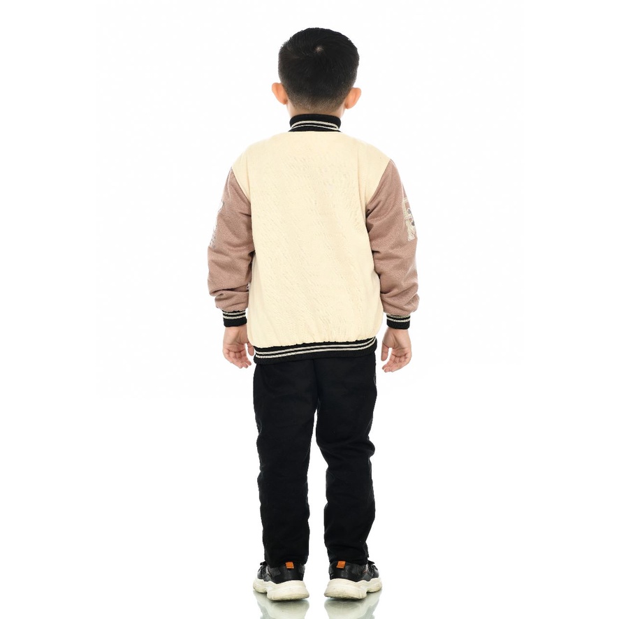 Dhozen Jaket Varsity Anak Dreamer Kids Krem 1-12 Tahun