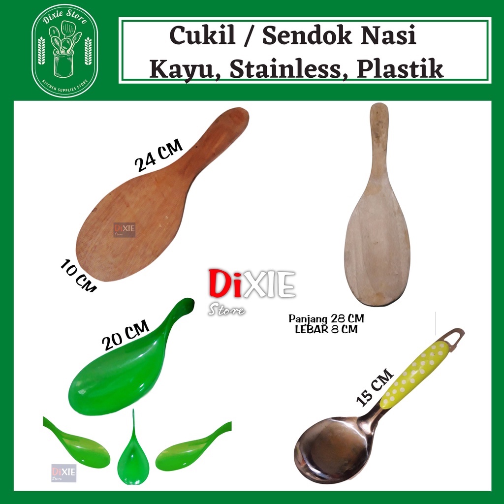 Cukil Sendok Nasi Kayu Plastik Stainless