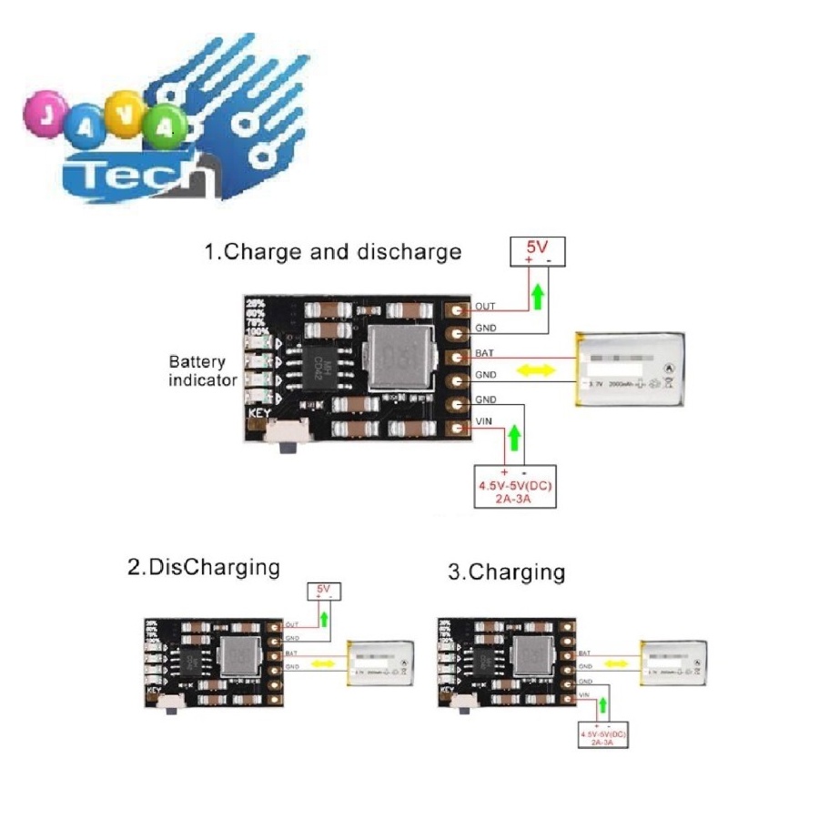 Modul Charge Discharge Indicator Lithium Battery 3.7V Output 5V 2A