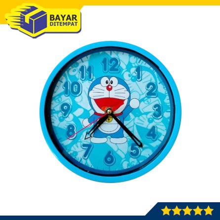 Jam Dinding Tempel Tembok Dingding Karakter DORAEMON HAND UP Analog Gambar Unik Antik