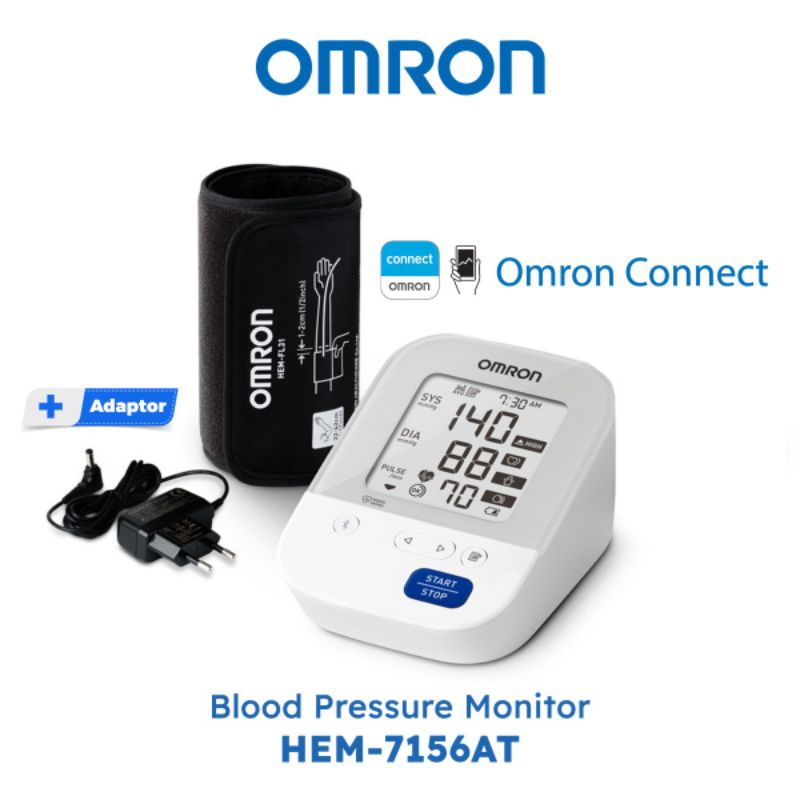 OMRON HEM 7156T-A + adaptor Tensimeter Digital + Connect Bluetooth Digital Tensimeter Alat Ukur Tekanan Darah With Bluetooth