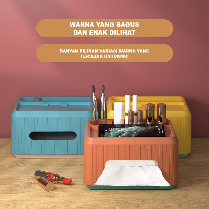 Tempat Tisu Rak Penyimpanan Kosmetik Stationery Kotak Tissue Plastik Serbaguna - KT007