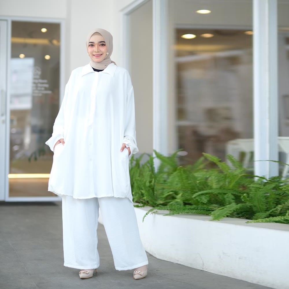 ONESET XXXXXL CRINKLE AIRFLOW LD 140 SETELAN WANITA CRINCLE POLOS HALUS 5L SUPER JUMBO