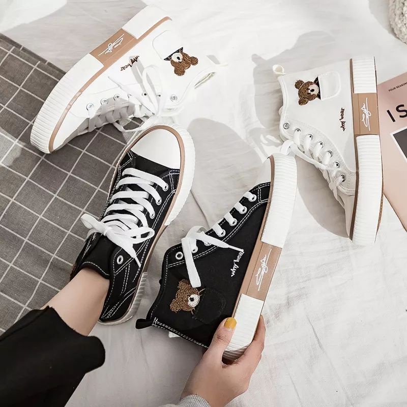 [LOKAL] POKY - Sepatu TEDYBEAR Sneakers Kanvas Wanita Semi Boots Korean Syle Best Quality why Bear BR-07