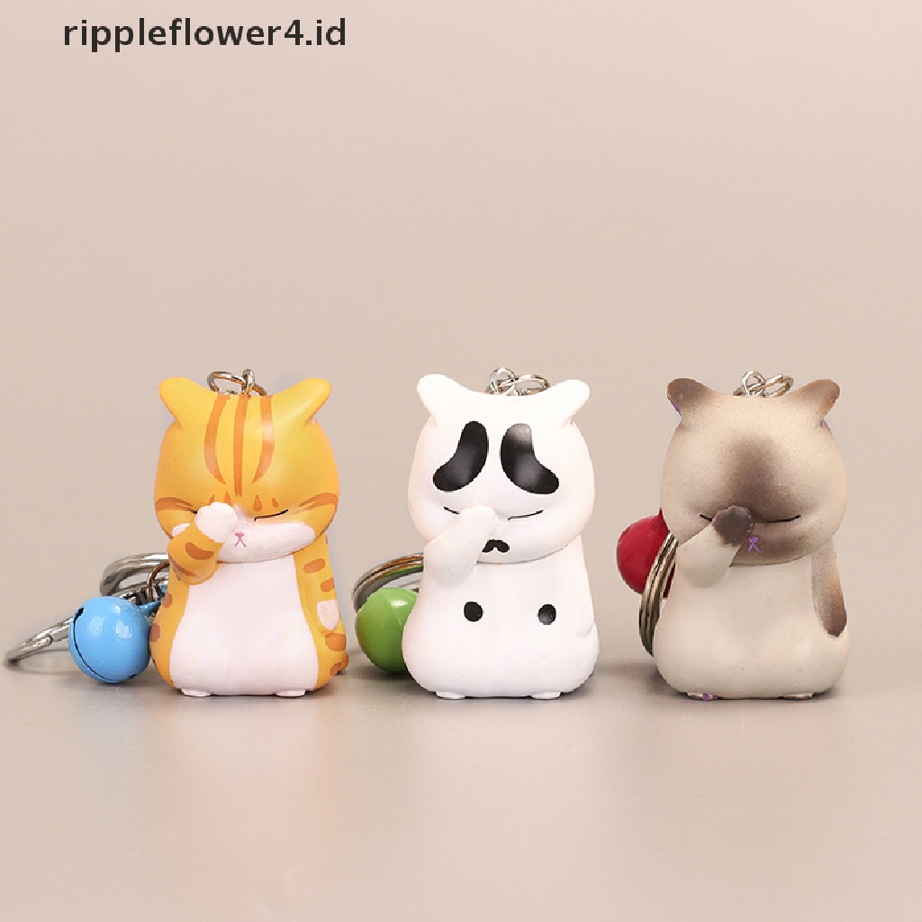 {rippleflower4.id} Gantungan Kunci Kucing Malu Lucu Chubby Kitten Keyring Trinket Tas Ornamen Kunci~