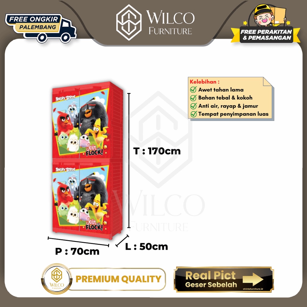 Lemari Pakaian Anak Karakter Angry Bird / Lemari Baju Plastik Naiba