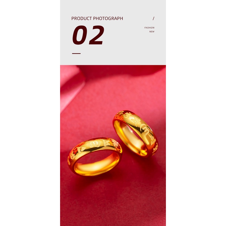 Goldkingdom Perhiasan Fashion Aksesoris Bangkok Emas Asli Kadar 375 Ready Stock Mantra Merusak Lapis Emas Untuk Pecinta Dengan Cincin Dan Permukaan Glossy