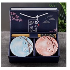 

2 gift mix hampers Keramik Set Handpainted Mangkok Murah Souvenir Mangkok Promo Japanese - sakura