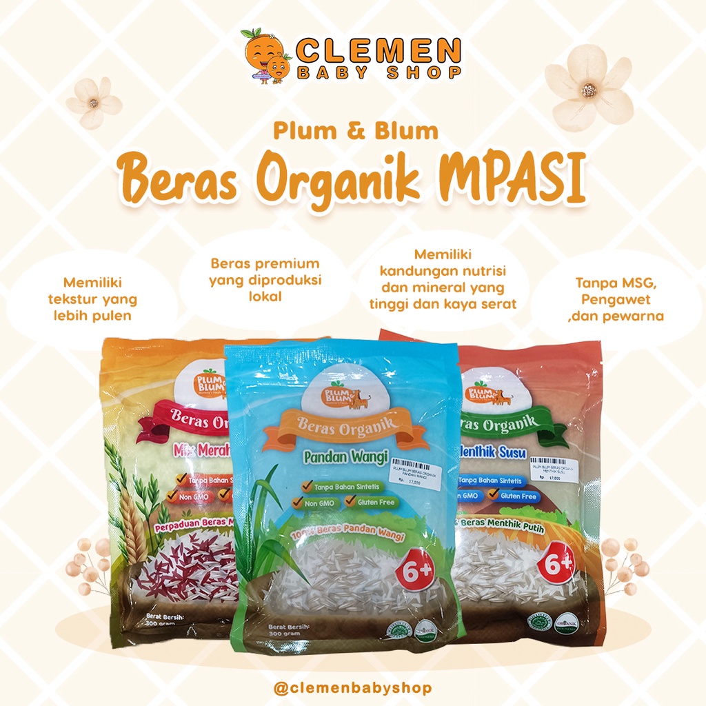 

Plum & Blum Beras Organik MPASI - 300 Gram