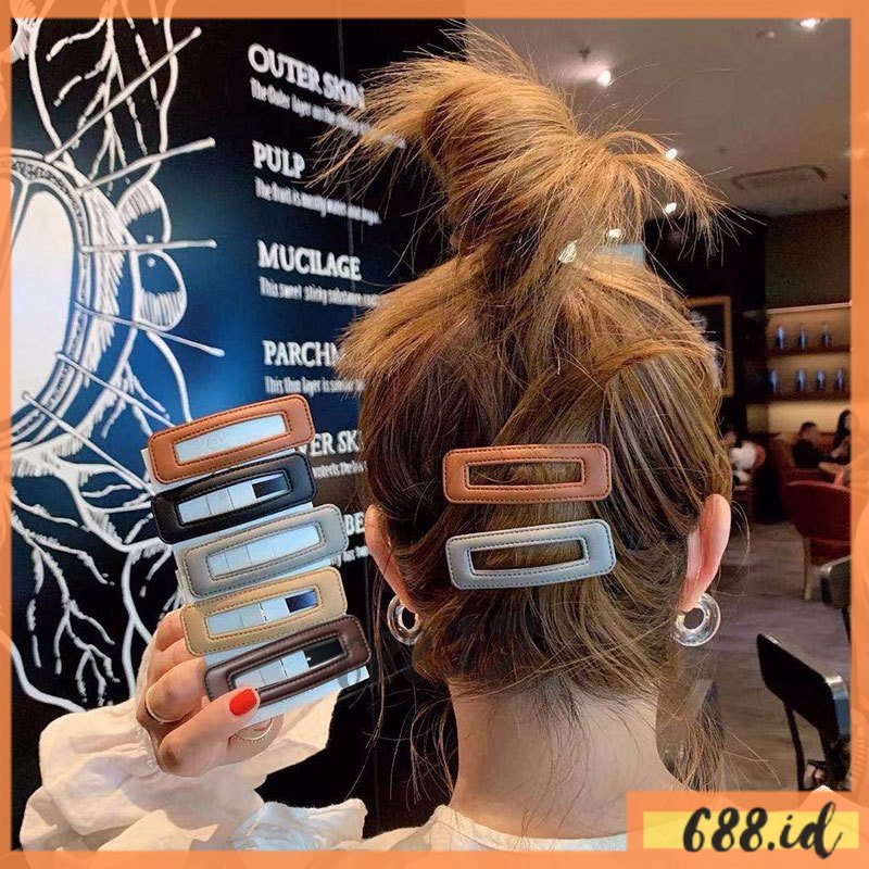 [688.id] Jepit Rambut Klip Bahan Kulit Gaya Korea Jepitan Wanita Fashion Anak &amp; Dewasa JPT 06