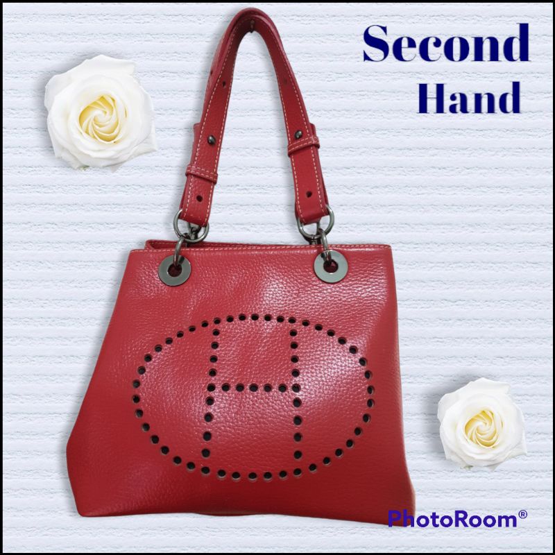 Preloved Tas Wanita No Brand Warna Merah KULIT ASLI