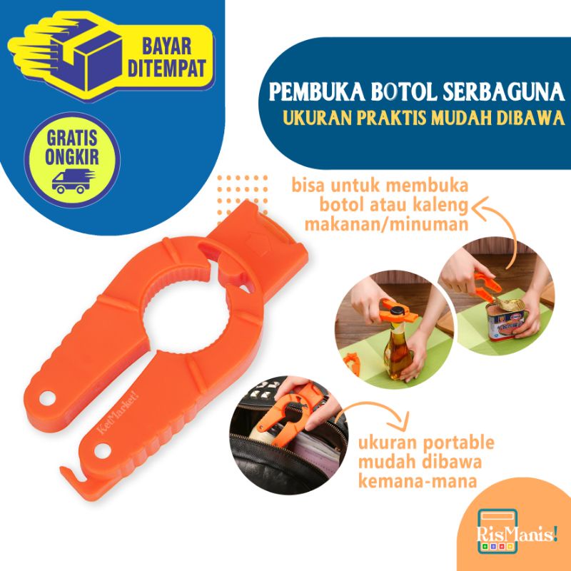 MULTI PURPOSE BOTTLE OPENER - Pembuka Botol Minum Serbaguna Alat Buka Kaleng Makanan Minuman Ringan Tutup Toples Ukuran Portable