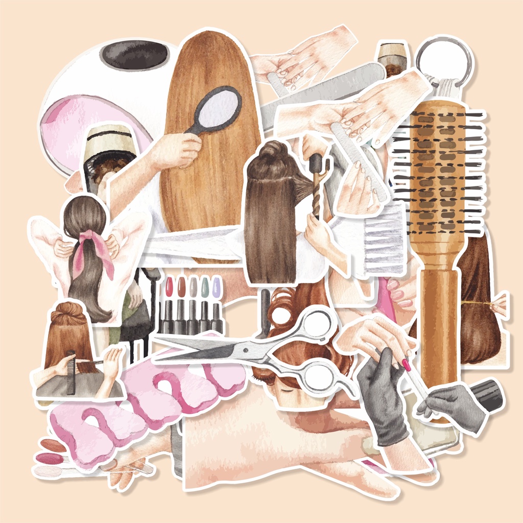 

( 50 pcs ) murah stiker random satuan SALON SPA-watercolor/murah