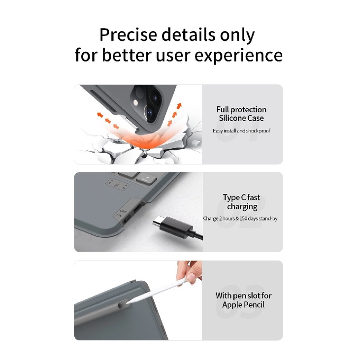 WIWU Combo Touch iPd Keyboard Case - for iPd 10.2 - 10.5