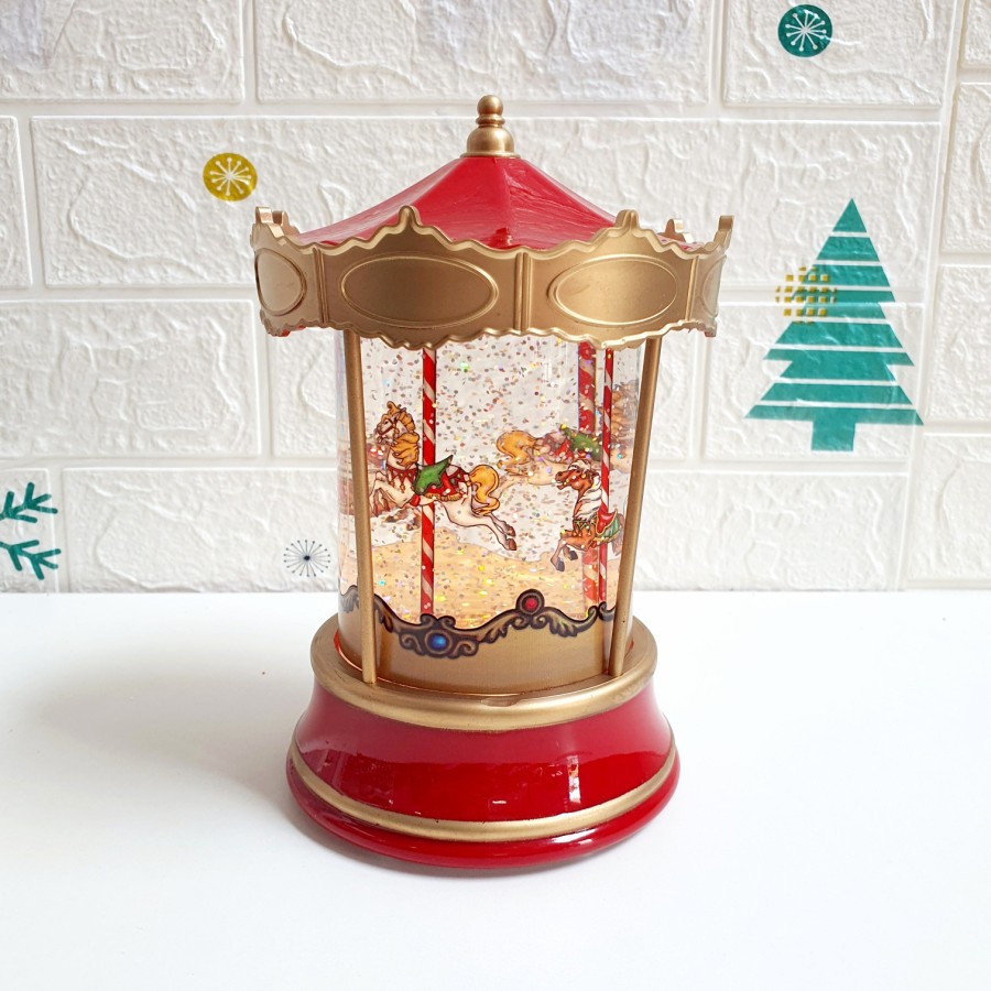 Snow Globe Carousel Kado Hadiah Christmas Gift Kotak Musik Salju Santa Kotak Musik Natal Harga Grosir Termurah Kado Natal Christmas Music Box Snow Box