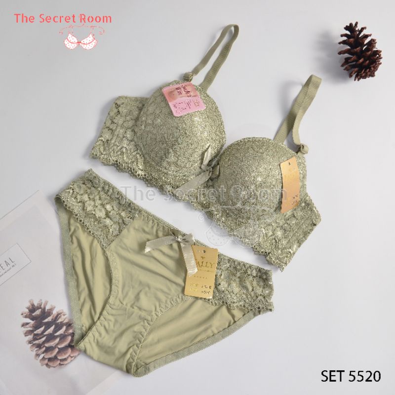 TALLY BRA BH SET CD CELANA DALAM 5520 | CUP B | ADA KAWAT | BUSA TIPIS | SIZE 34 - 38