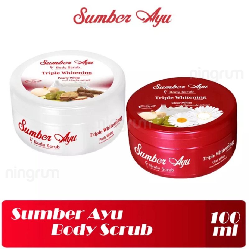 Ningrum - Sumber Ayu Body Scrub Triple Whitening Extract 100ml | Scrub Tubuh Lulur Mandi Extra Whitening Putih Lebih Cepat Original BPOM - 7402