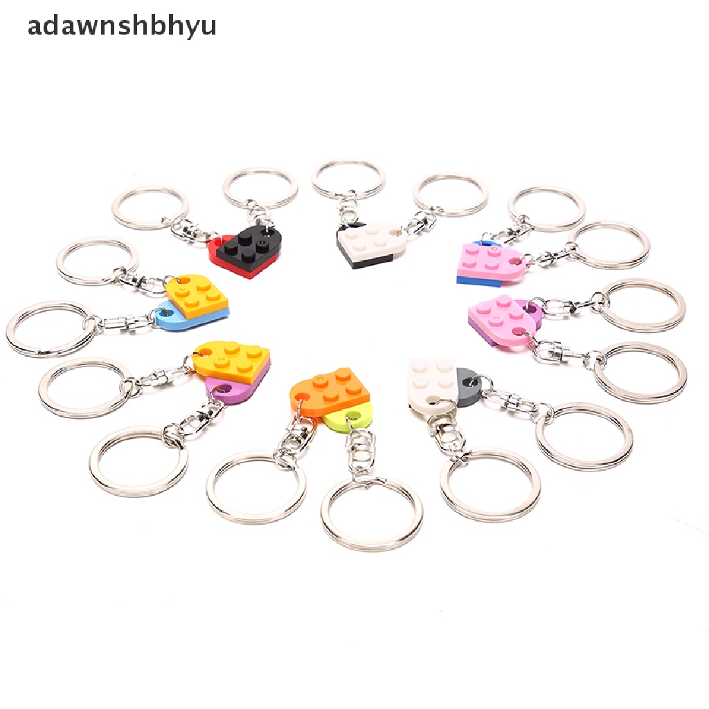 Adawnshbhyu 2Pcs Gantungan Kunci Love Heart Brick Untuk Pasangan Persahabatan Hadiah Perhiasan Ulang Tahun ID