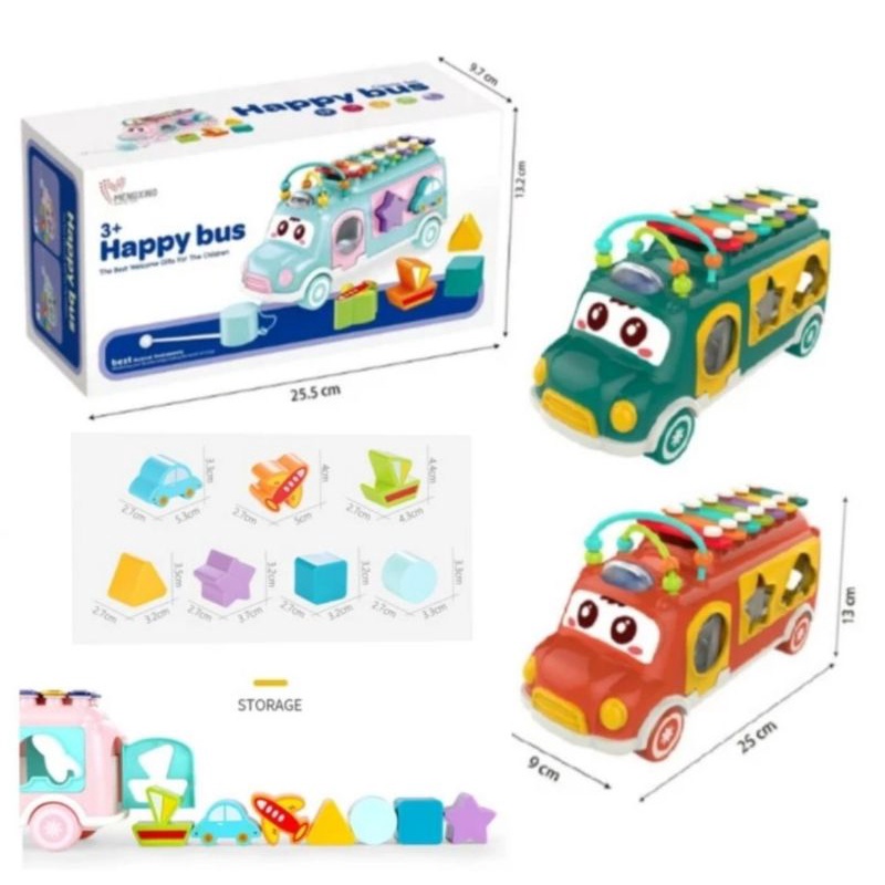 bus mobil anak Xylophone bentuk bus shape puzzle Mainan motorik anak